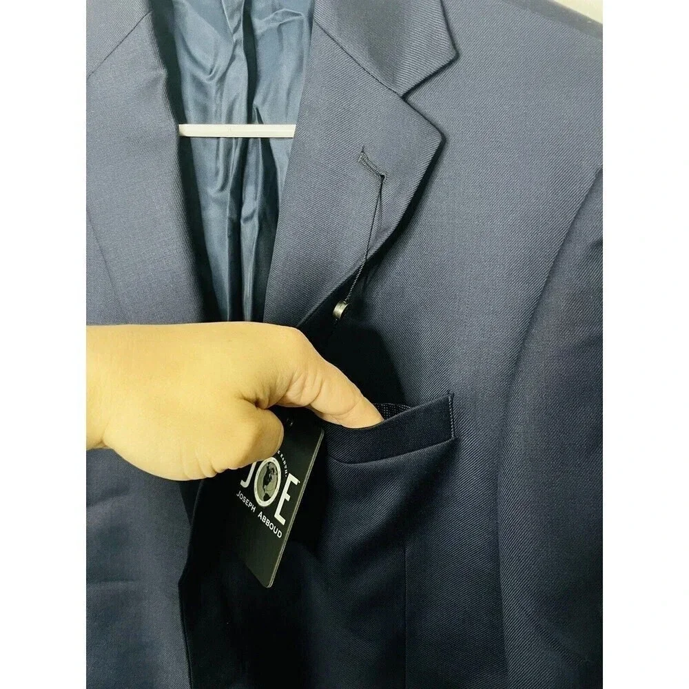 Joe Joseph Abboud 100% Wool Suit Jacket Balzer Men Sz 37 Long Navy Blue Business